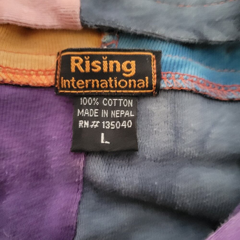 Rising International 100% Cotton Hooded Full Zip Women’s L Multi Color Sweater - Picture 4 of 6